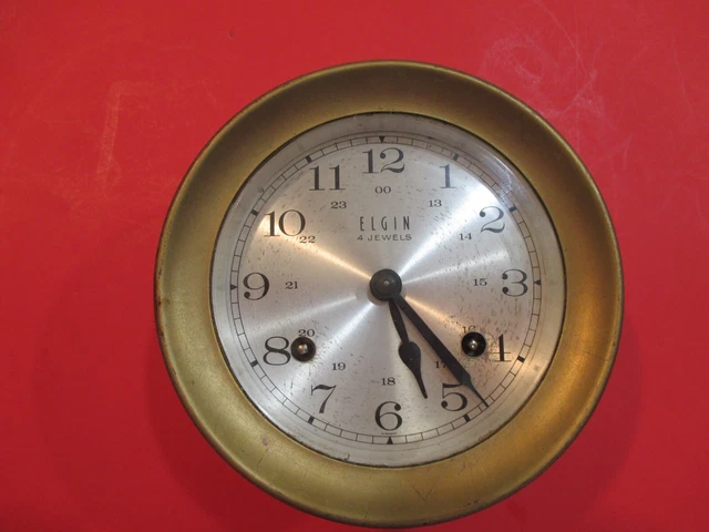 Antique Vtg Mariner Ships Bell Clock W/ Key - 8-Day 4 Jewels Works