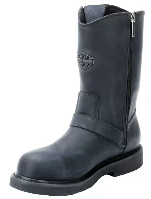 HARLEY DAVIDSON MEN'S Jason ST Steel Toe Work Boots Black Leather ...