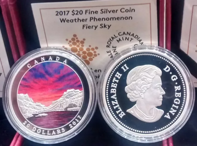 Fiery Sky Weather Phenomenon $20 2017 1OZ Pure Silver Proof Coin Canada