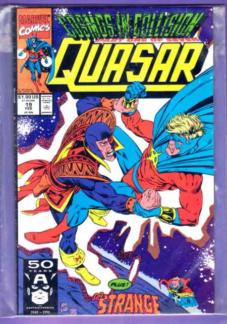 MARVEL COMIC - COSMOS IN COLLISION QUASAR #19 FEB 1991 1st PRINTING + DR STRANGE