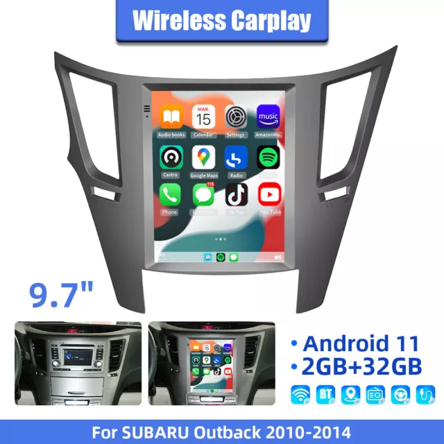 9.7'' Carplay Android 11 Car Stereo Radio GPS For Subaru Outback Legacy 2010-14