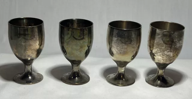 Vintage Set of 4 EPNS Silver Cordial Cups (India)