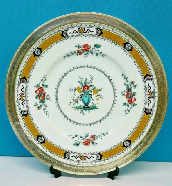 French Noble By Coalport, England Plate Hand Painted Sterling Silver 12 Inches