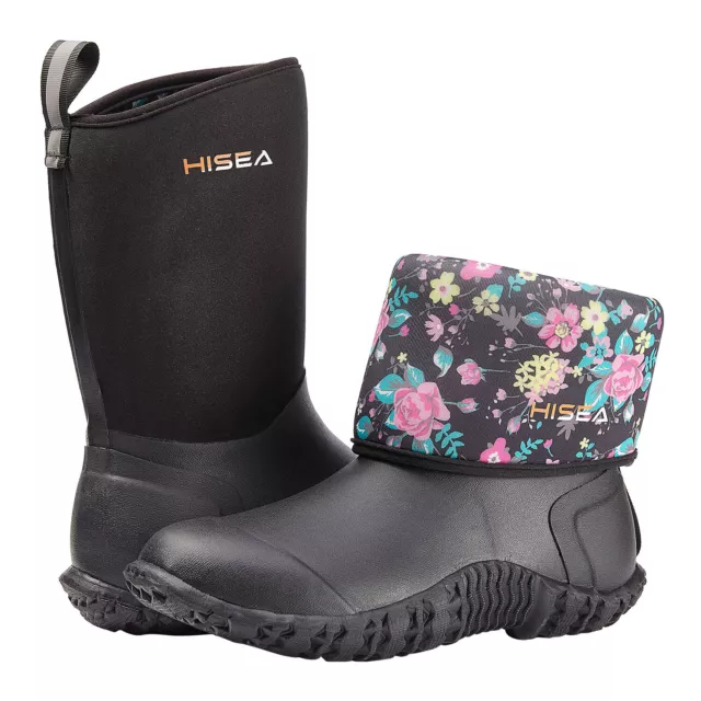 HISEA Women Foldable Rain Snow Boots Waterproof Non-Slip Cushioned GardenWellies