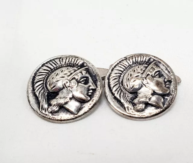 Vintage 800 Silver Replica Ancient Roman Coin Cufflinks 12.69 grams Antique?