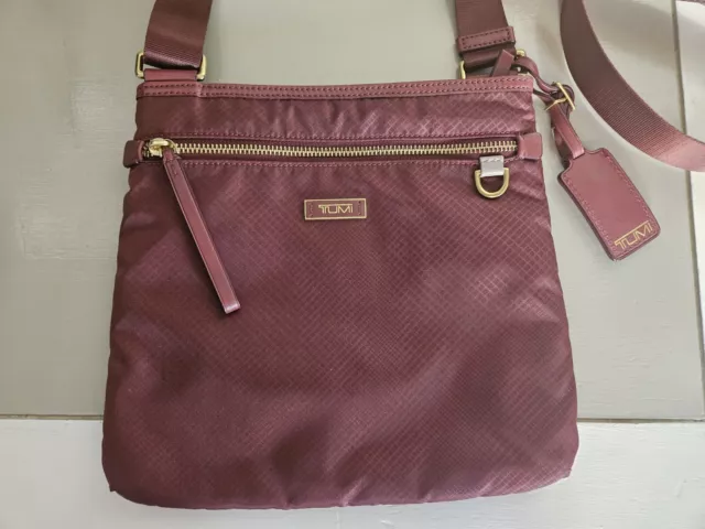 TUMI Voyageur Canton Crossbody Bag Maroon Nylon