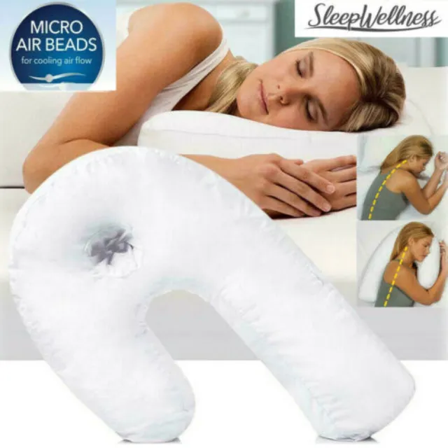 U-Shaped Pillow Plus Side Sleeper Pillow Waist Neck Spine Protection Sleep White