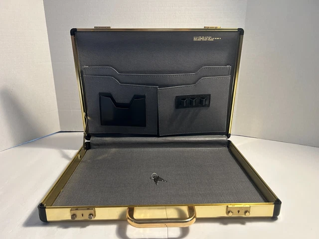 Vintage Retro Gold Brief Case USA Patent West Germany Pat. Rimowa styled