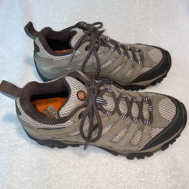 MERRELL MOAB WATERPROOF Hiking Shoes Womens Size 8.5 Vibram Dusty Olive ...