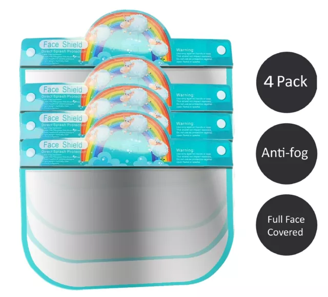 Kids Face Shield Protection Cover Guard Reusable Safety Visor Rainbow 4 Pack