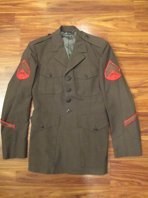 US MARINE CORPS USMC Green Service Alpha Dress Uniform Jacket Coat 37S  $26.00 - PicClick