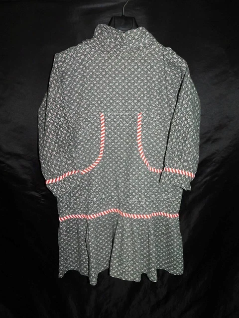 Alaska Native Eskimo Kuspuk XL Green White Red Floral Tunic Shirt Dress Hood XL