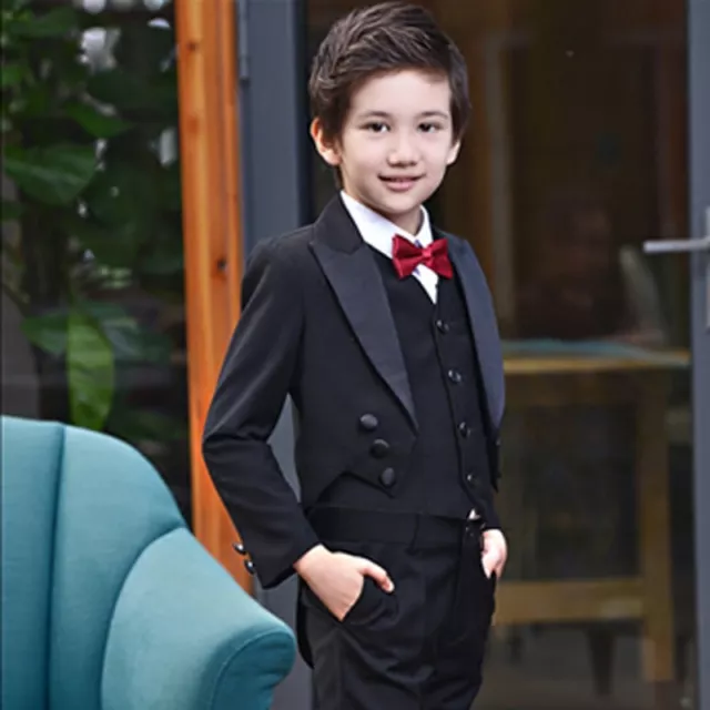 Abito bambini frack abito smoking matrimonio battesimo abito comunione 5 pezzi/4 pezzi