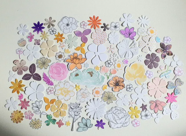 Lots 100 DIE CUTS Card toppers craft Scrapbooking Embellishments Paper flowers