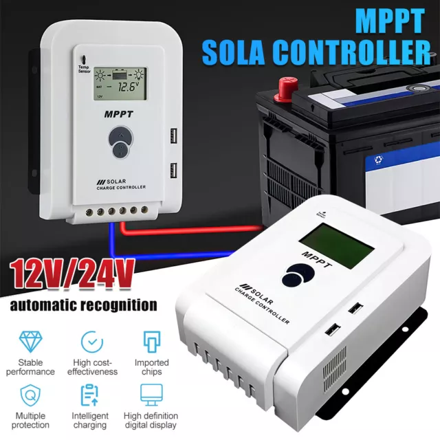 MPPT Solar Panel Charge Controller 12V/24V Regulator For AGM Gel Lifepo4 Battery