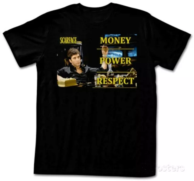 T-shirt Scarface Tony Montana Money Power Respect Maglia Uomo ufficiale