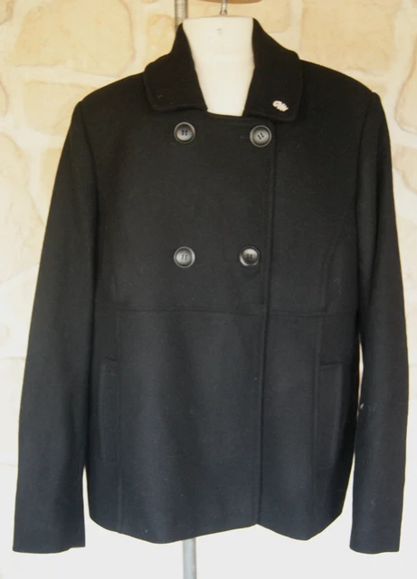 Manteau Sandro Femme Matelassé Laine Et Cuir - Taille 38 - Noir - Neuf Sans étiquettes