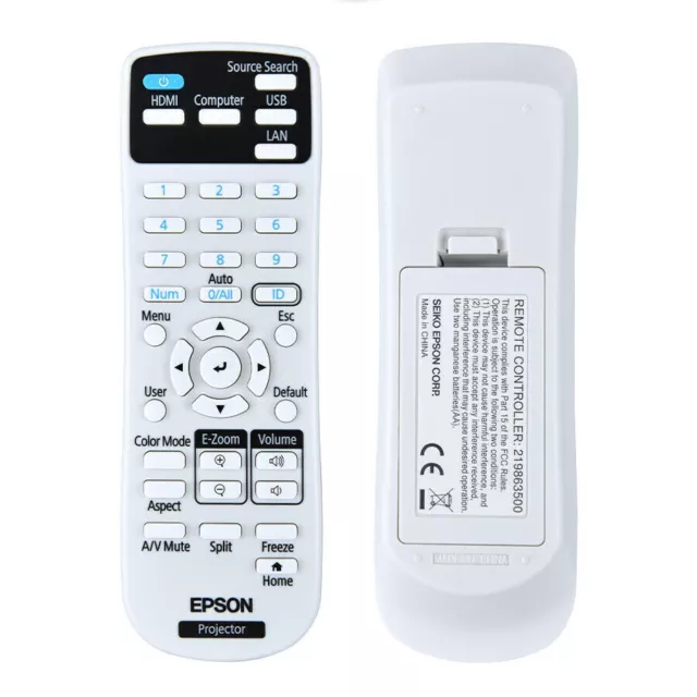 1PC Replace Remote For Epson Projector PowerLite E20 119W BrightLink 735Fi 725Wi