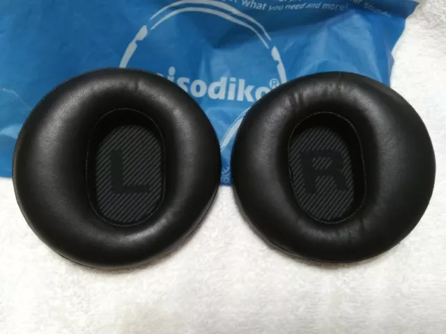 Memory Foam Ear Pads Cushions - Black Protein Leather misodiko