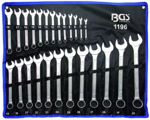 TROUSSE DE 25 CLES MIXTES DE BGS TECHNIC 6 à 32 mm FINITION CHROMEE