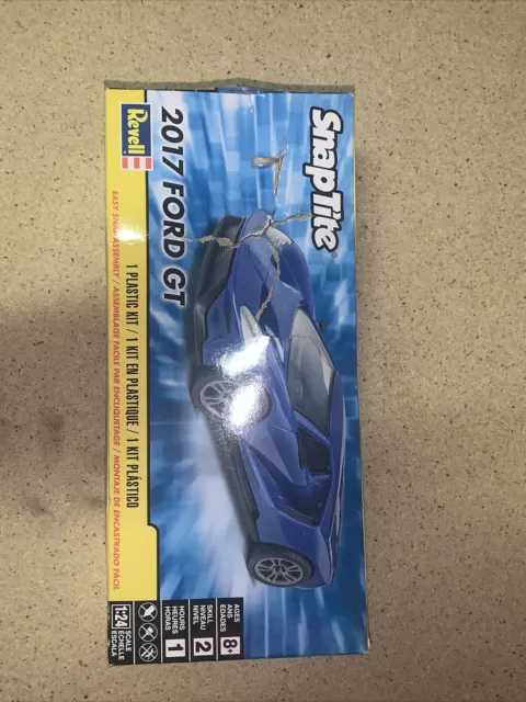 Revell SnapTite 2017 Ford GT Model Kit 1/24 Skill Lvl 2 Age 8+ Blue Box Damage