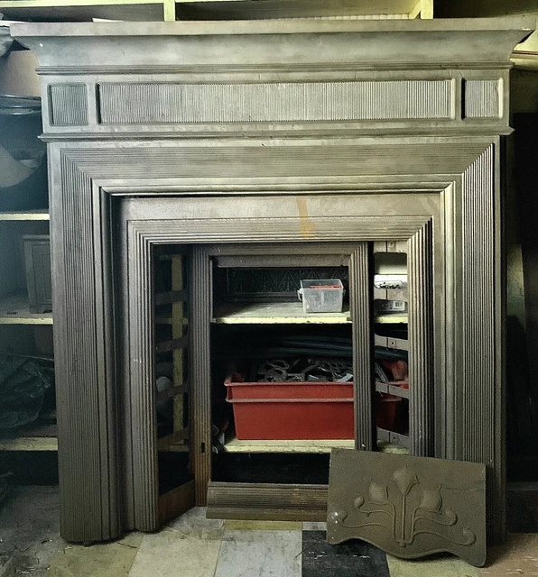 ANTIQUE CAST IRON fireplace surround Fluted Design With Matching Insert ...