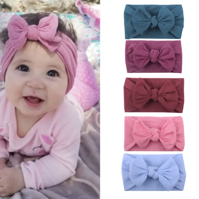Girls Baby Toddler Turban Solid Headband Hair Band Bow 5PCS Accessories Headwear