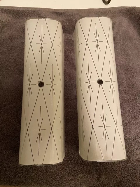 Mid Century Modern Pair Star Burst Bathroom U Shape Vantiy Light Shades.