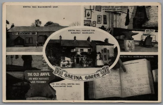 Gretna Green Dumfries & Galloway Scotland Multiview Vintage Unposted Postcard