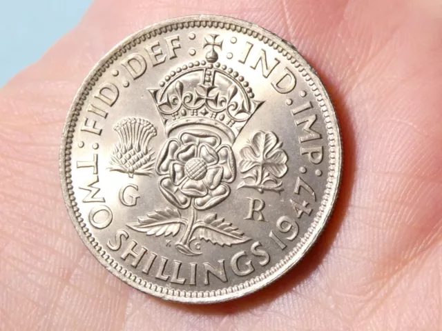 1947 British George VI Two Shillings / Florin Coin Cupro-Nickel #VR66