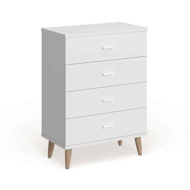 DH BASIC Scandinavian White 4-drawer Chest with Bar Pulls by White 4-drawer