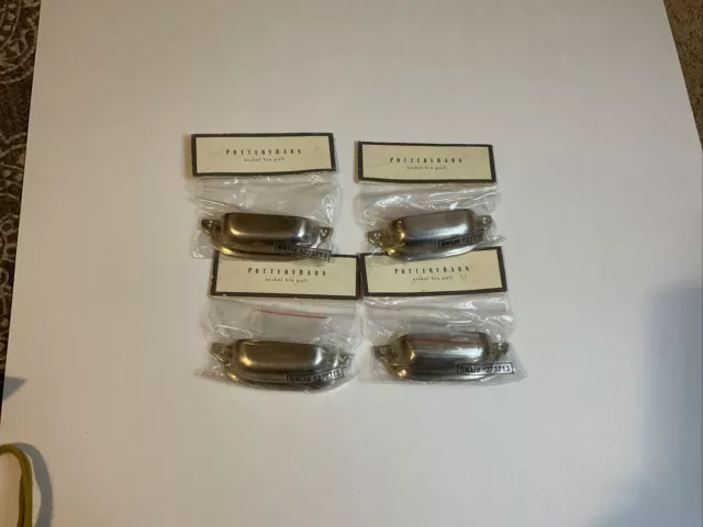 Classic Pottery Barn Hardware 3” Cup Nickel Bin Pulls. Four (4) Pieces. New