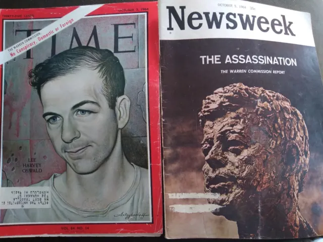 Time & Newsweek Magazines Oct 1964 Warren Commission Report Jfk Assassination