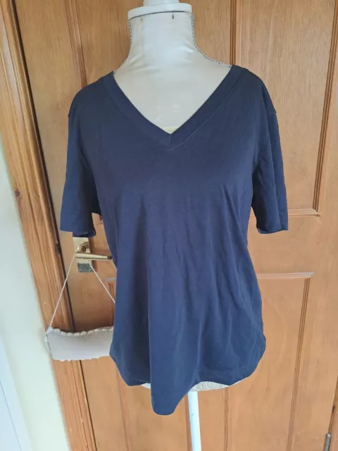 T-shirt da donna blu scollo a V selezionata taglia M taglia 14 nuova con etichette