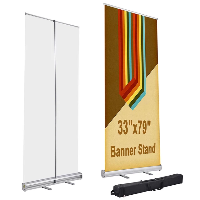 InstaHibit  33" x 79" Aluminum Retractable Banner Stand Display Holder Carry Bag
