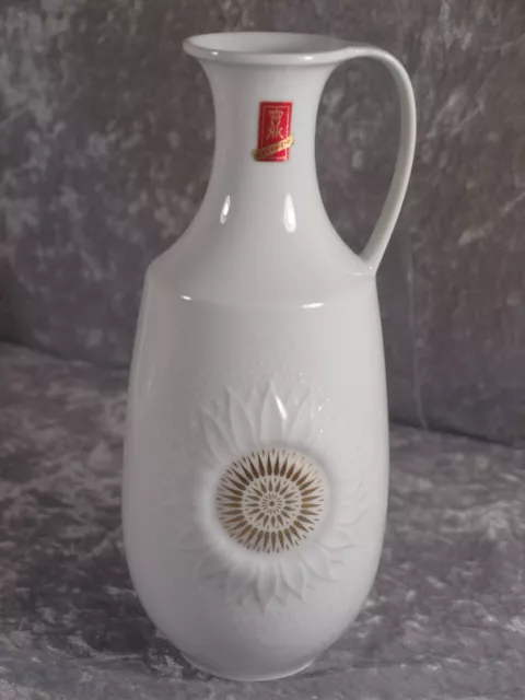 AK Kaiser Porzellan weiße Vase Henkelvase Design Nr 102 70er 80er Ära Sonne