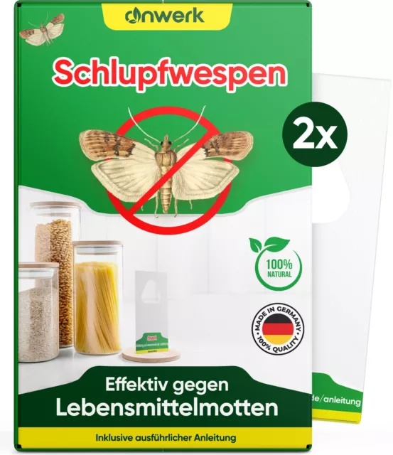 anwerk® Schlupfwespen gegen Lebensmittelmotten 2 Karten x 4 Lieferungen