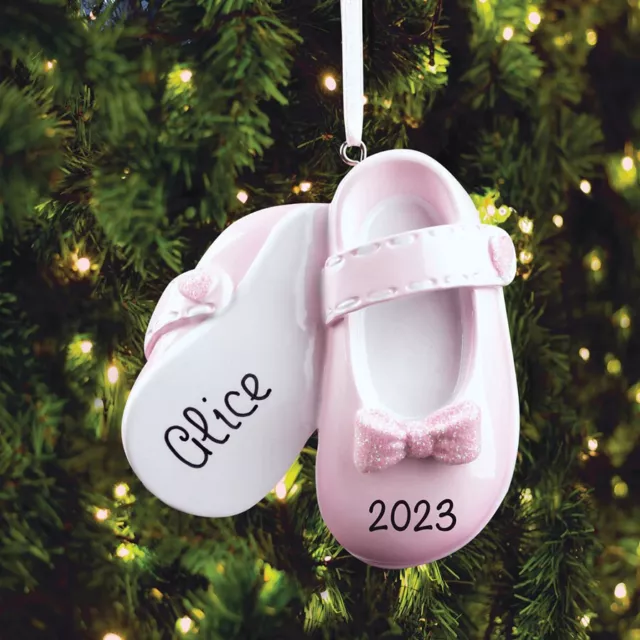 PERSONALIZED Baby Girl Shoe Ornament Baby's First Christmas Dated Keepsake Gift