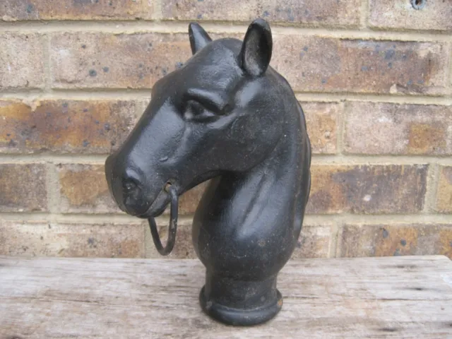 Vintage Cast Iron Horse Head Hitching Post Topper 8Lbs 9.5" Tall