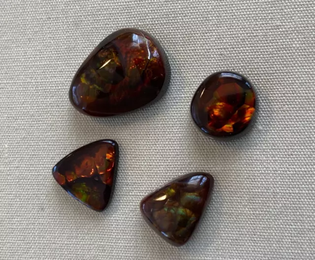 4 VINTAGE MEXICAN Fire Agate Cabochon Natural Gemstones Loose Stones ...
