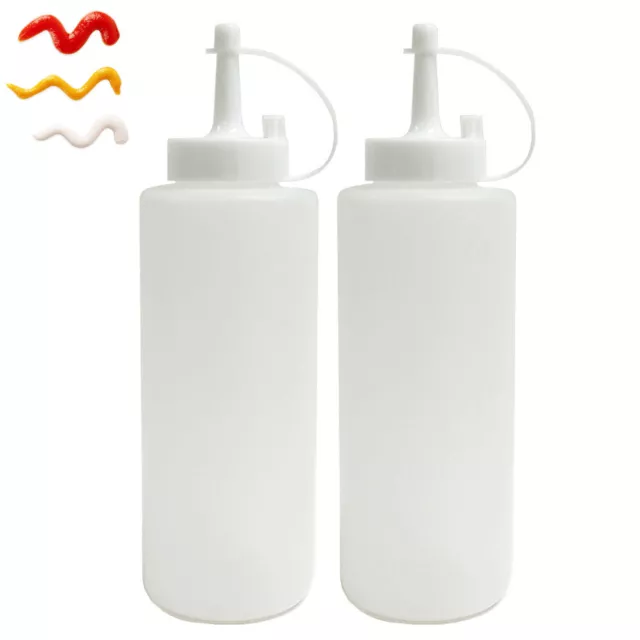 2 Pk 355ml Plástico Transparente Exprimir Botella Condimento Ketchup Mostaza Oil