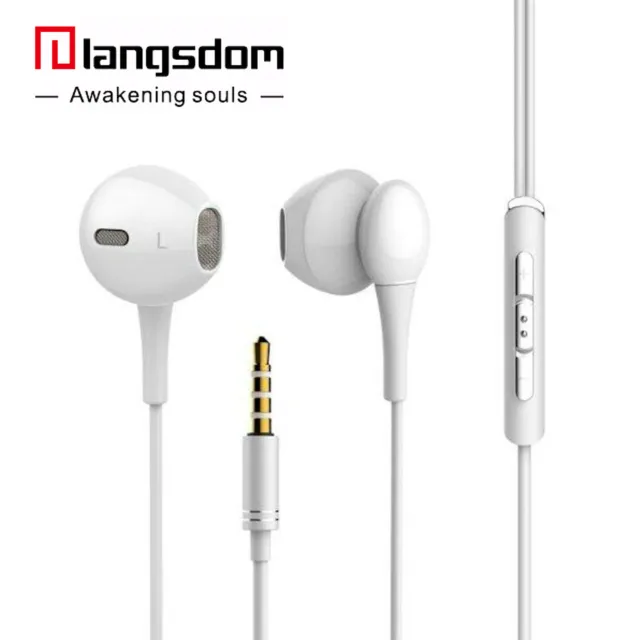 Langsdom E5 Headset Super Bass Earphone Metal earphone with Mic Weiss 2