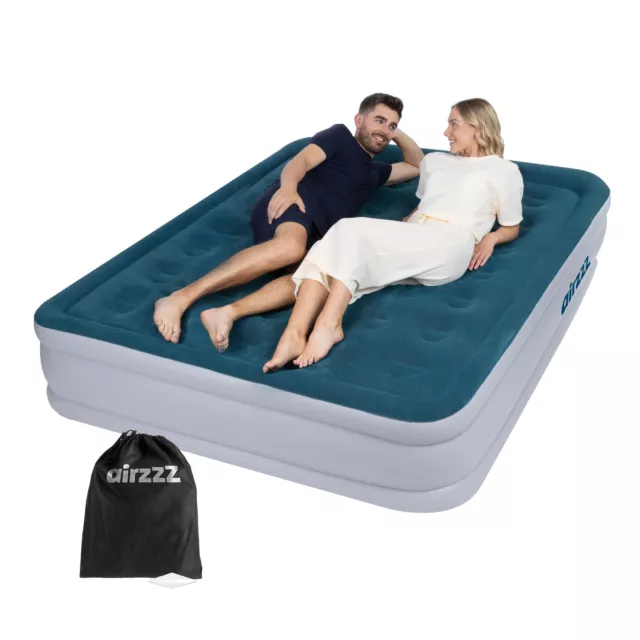 Double Inflatable High Raised Air Bed Mattress Airbed Built In Electric Pump