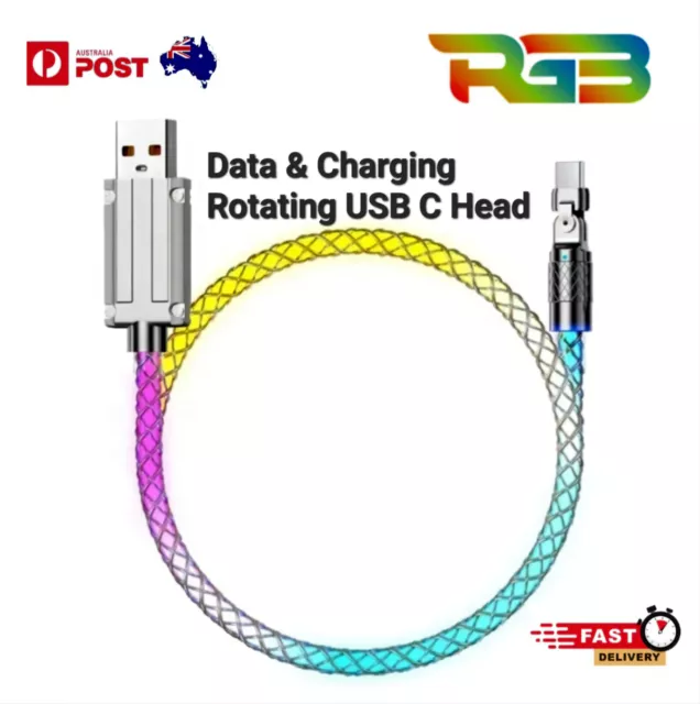 RGB Charging and Data Cable 1 Meter Light-Up LED Flowing  USB-C Type C