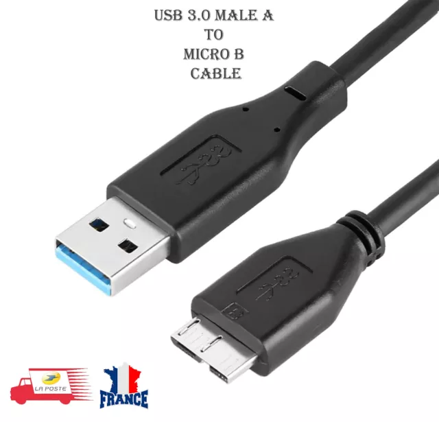 Câble USB 3.0 mâle A à Micro B pour disque dur externe HDD SSD 40cm