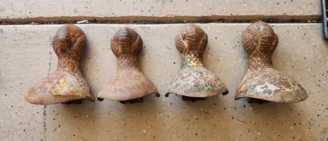 Antique Matching set of 4 cast iron bath tub claw feet.