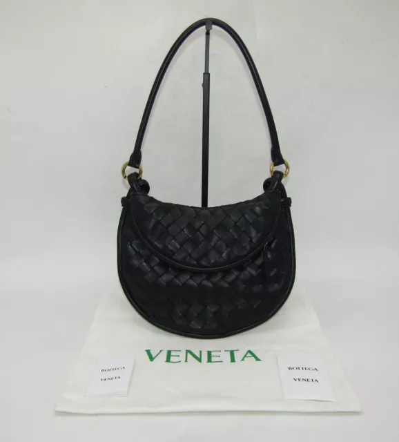 Bottega Veneta Small Gemelli Intrecciato Leather Shoulder Bag Black