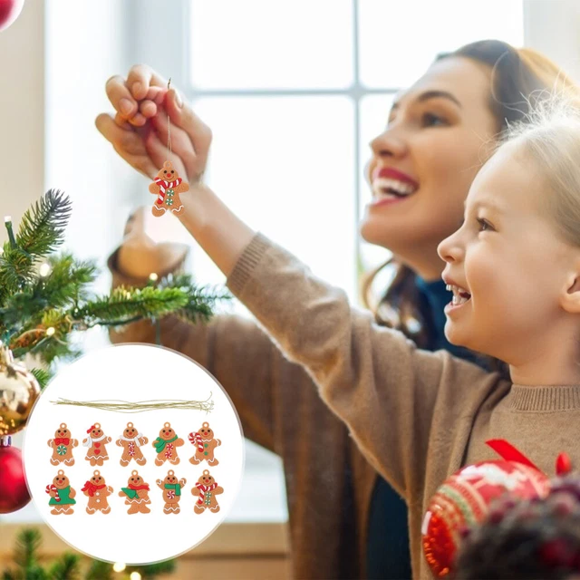10 piezas Colgante de pan de jengibre para hombre Goma suave Pan de jengibre Decoración de Navidad