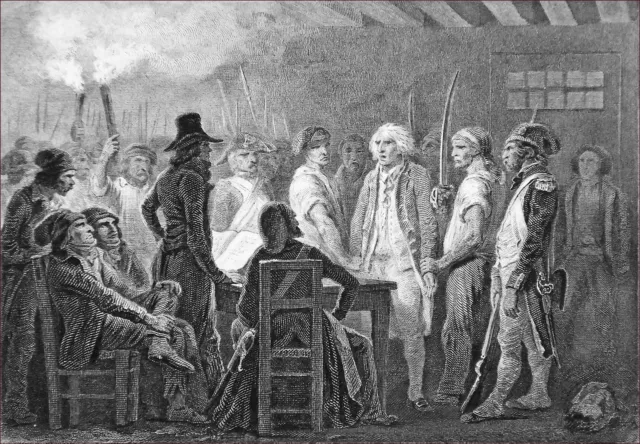 RÉVOLUTION FRANÇAISE: LA PRISON de l'ABBAYE - Gravure du 19e siècle