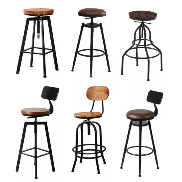 Levede 1x/2x/4x Bar Stool Barstools Kitchen Wooden PU Industrial Swivel Chair